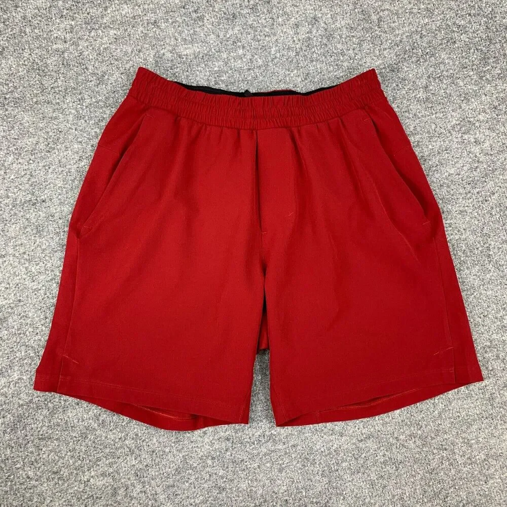 Lululemon Swim Shorts Mens S Small‎ Ruby Red Channel Cross Brief Lined Trunks